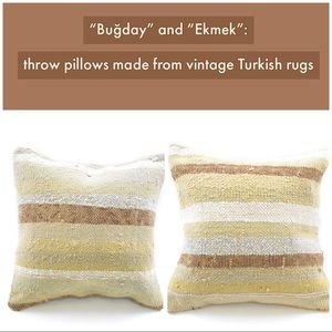 Set of 16”x16” throw pillows made from Turkish rug